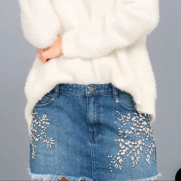 Free People Rhinestone Denim Skirt - Picture 3 of 12